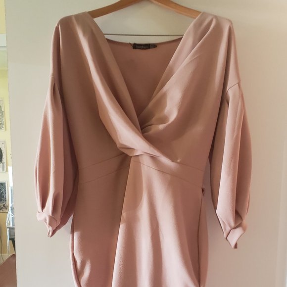 Off the Shoulder Wrap Midi Dress (Boohoo) - New, never worn - Picture 1 of 5